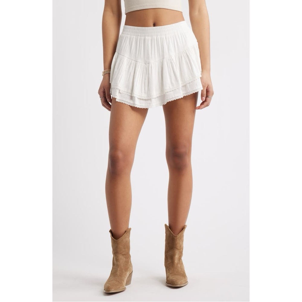 NWT Nordstrom BP Lace Trim White Ruffle Skort